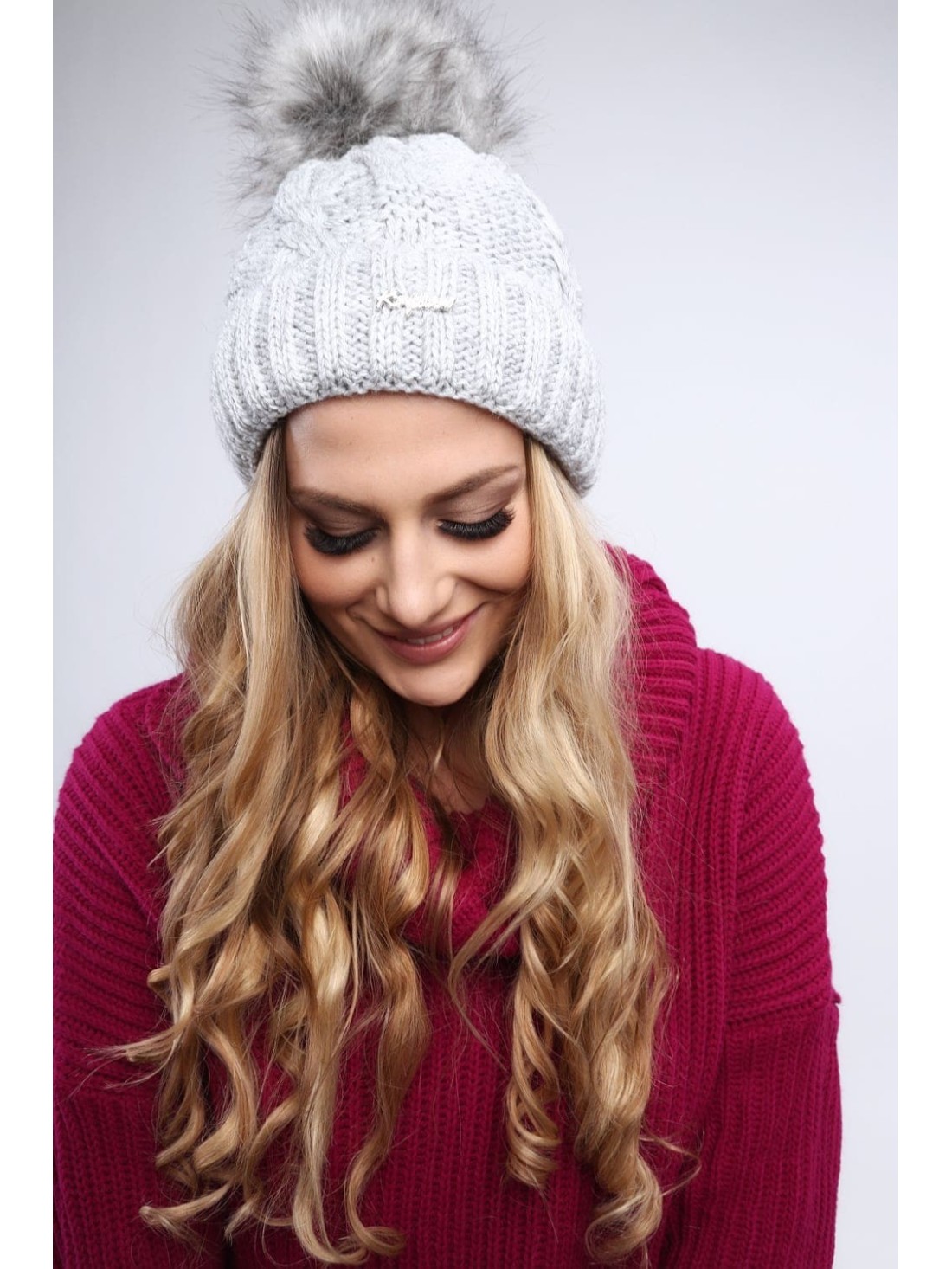 Light gray winter hat C12 - Online store - Boutique